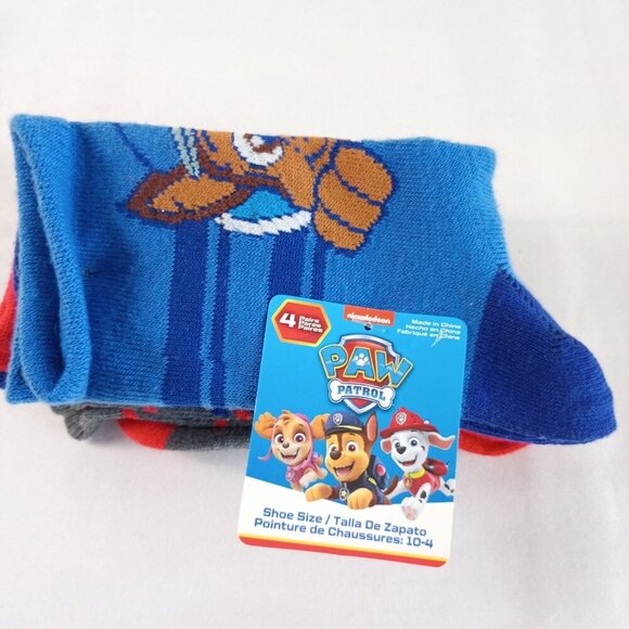 NEW Paw Patrol Kids Socks 4 Pack Shoe Size 10-4 Boys Girls Crew Socks Gift - Picture 1 of 8